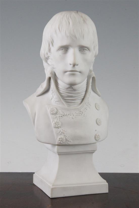 A Sevres biscuit porcelain bust of General Napoleon Bonaparte, post 1941, 22.5cm